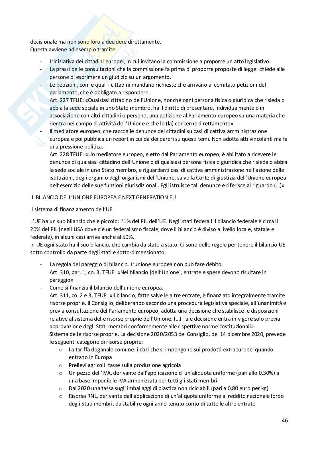 Appunti del corso di Diritto dell'Unione Europea Pag. 46