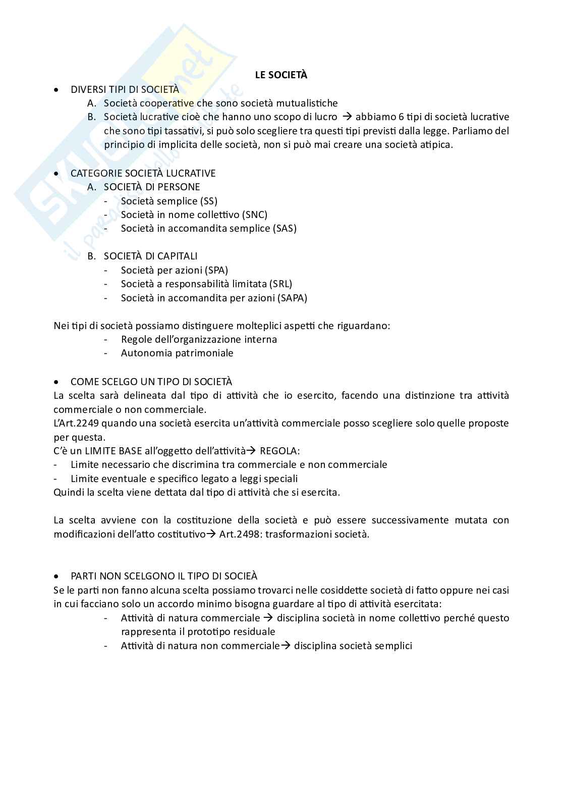 Schemi riassuntivi dell'esame di Diritto commerciale  Pag. 1