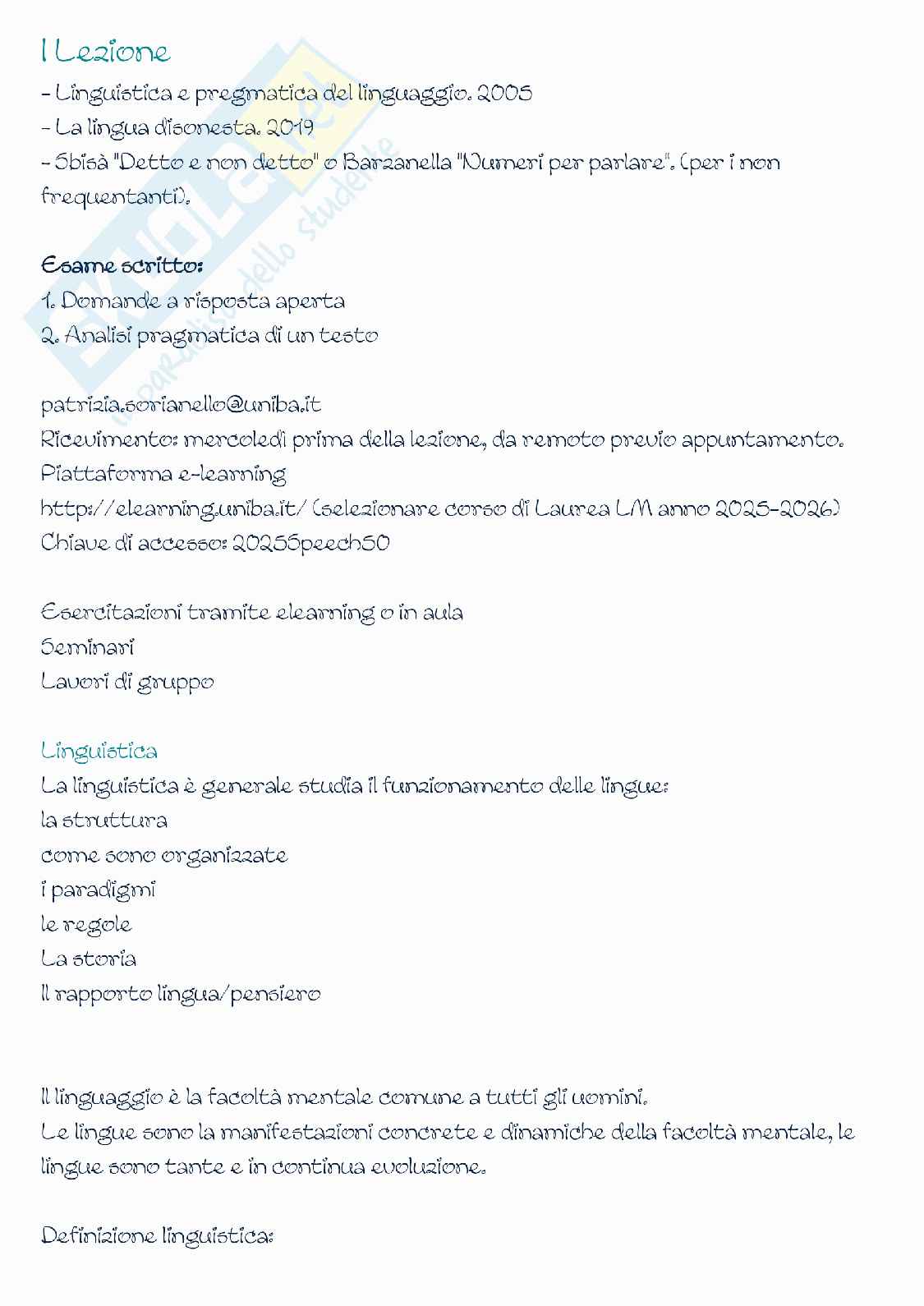 Parte I Linguistica applicata Pag. 1