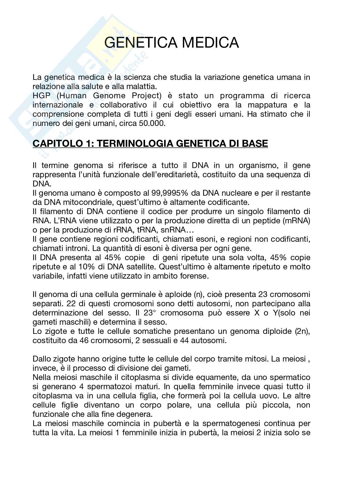 Appunti di Genetica per medicina Pag. 1
