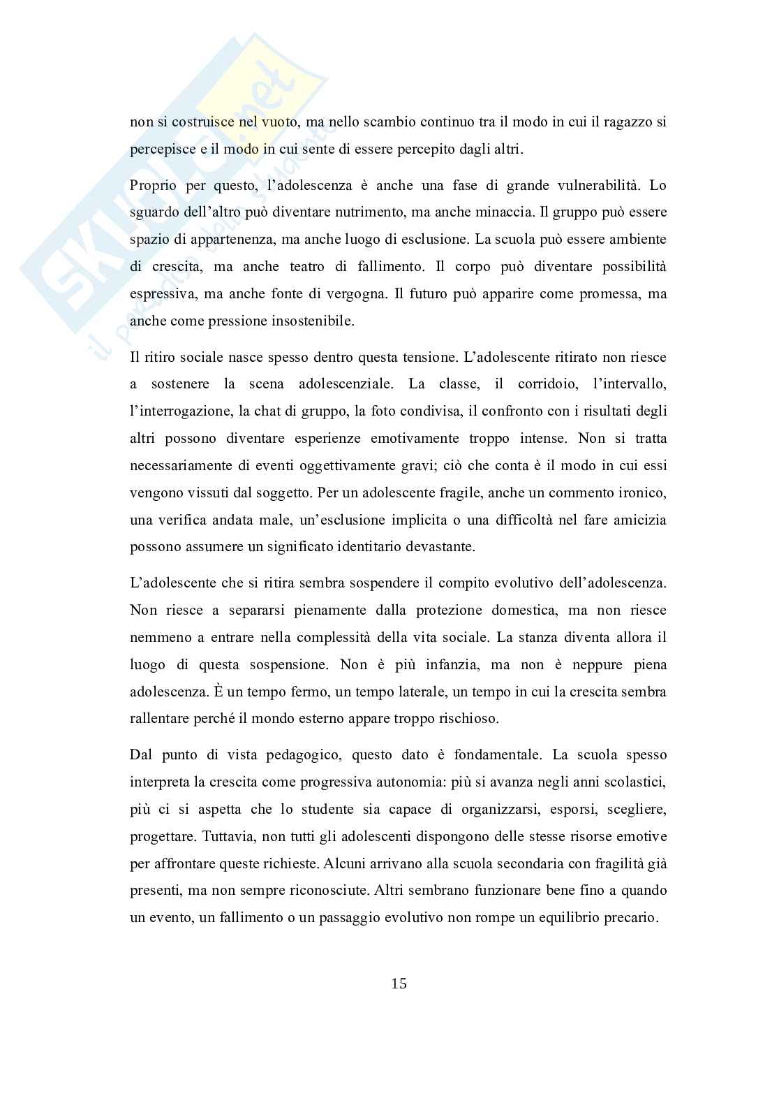 Hikikomori: “la stanza come confine”. Ritiro sociale adolescenziale, sofferenza e vulnerabilità psichica  e alleanza scolastica educativa  Pag. 16