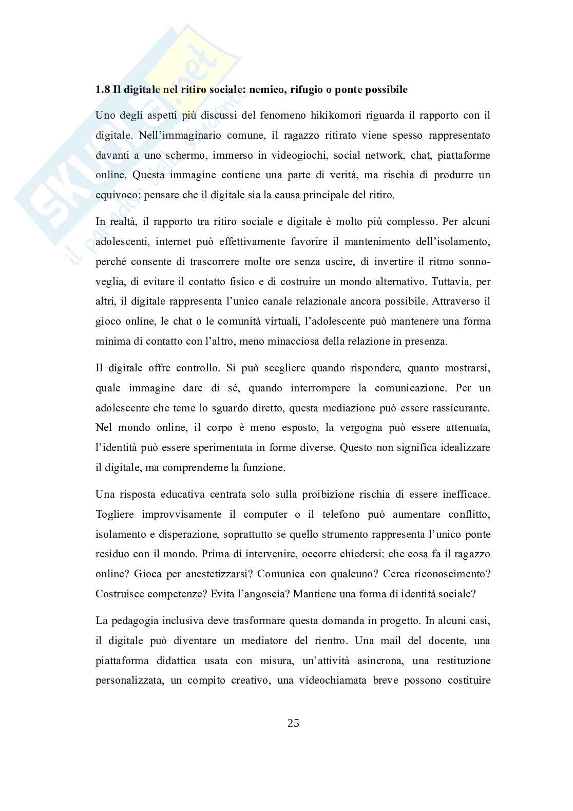Hikikomori: “la stanza come confine”. Ritiro sociale adolescenziale, sofferenza e vulnerabilità psichica  e alleanza scolastica educativa  Pag. 26