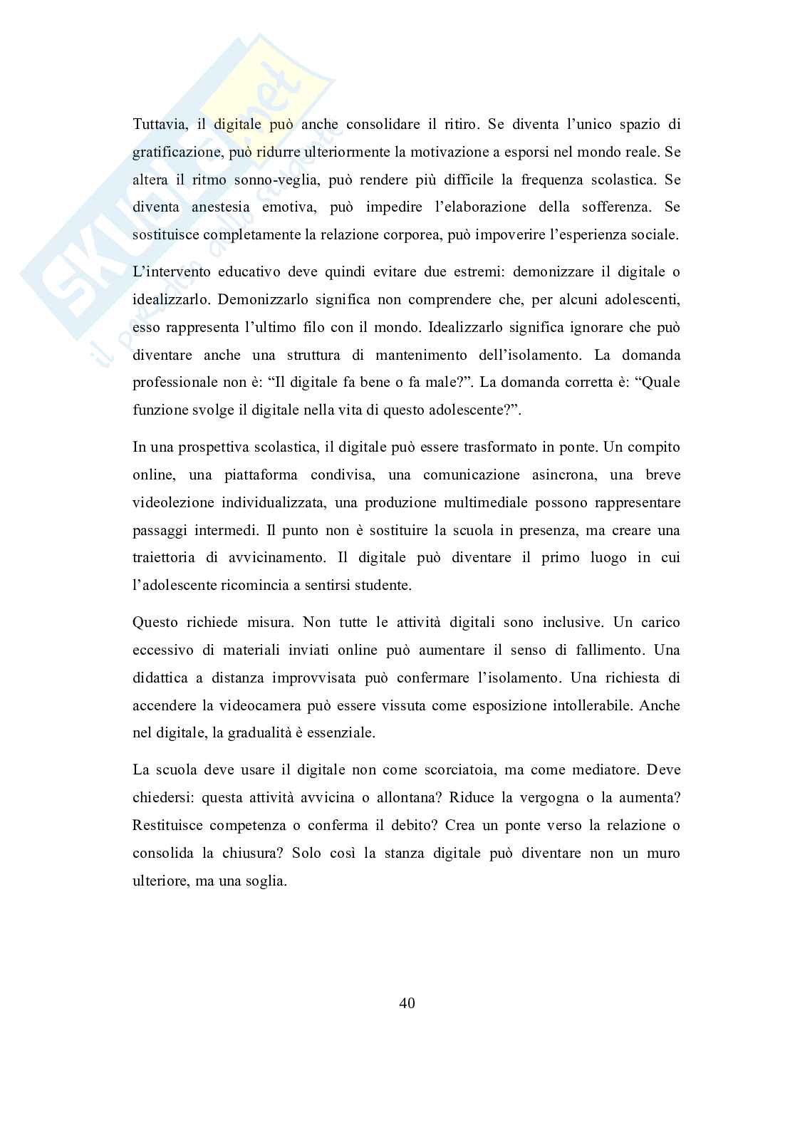Hikikomori: “la stanza come confine”. Ritiro sociale adolescenziale, sofferenza e vulnerabilità psichica  e alleanza scolastica educativa  Pag. 41