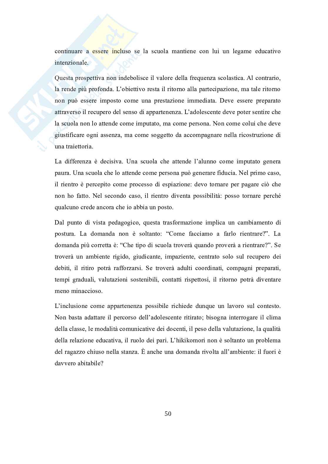 Hikikomori: “la stanza come confine”. Ritiro sociale adolescenziale, sofferenza e vulnerabilità psichica  e alleanza scolastica educativa  Pag. 51