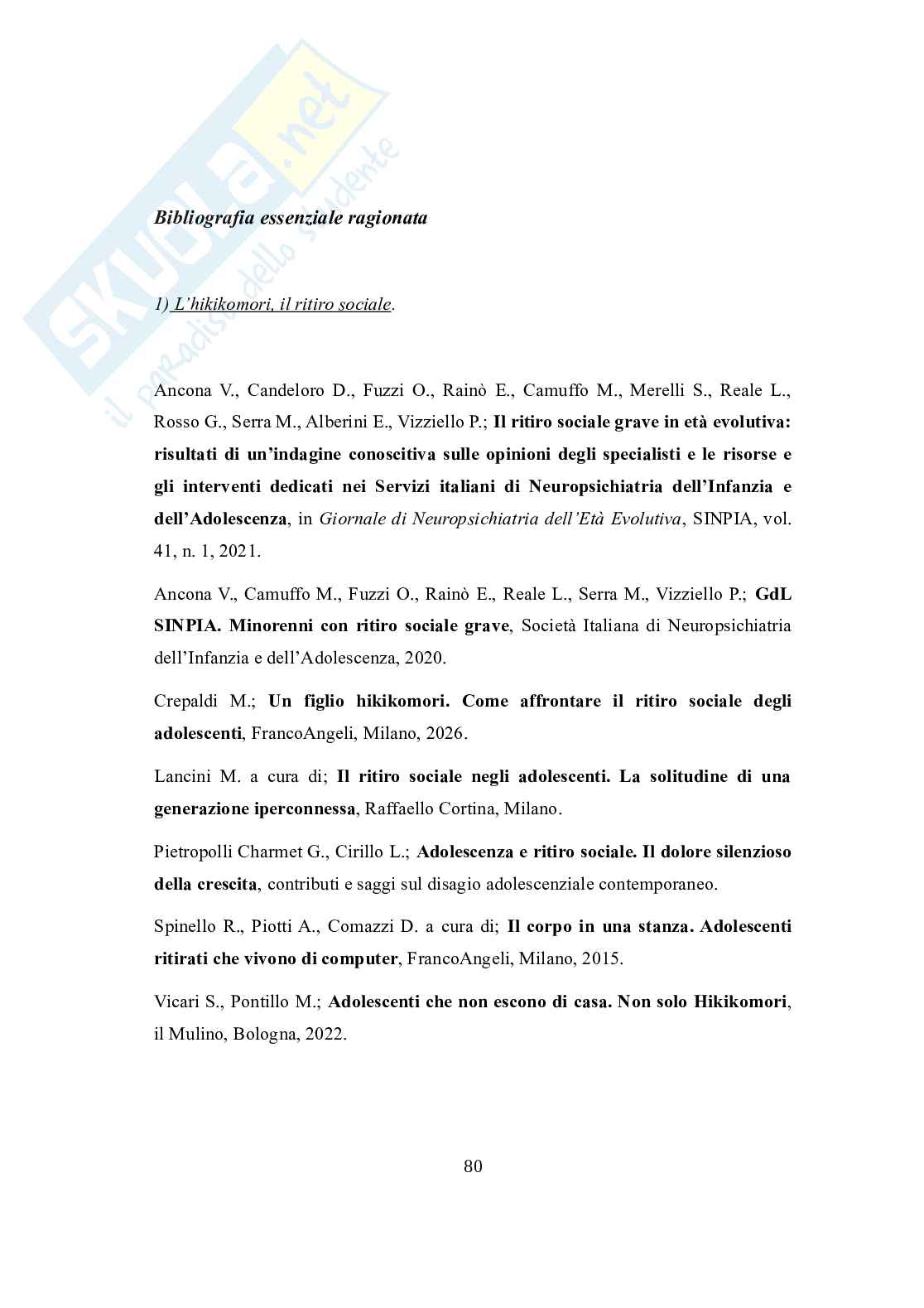 Hikikomori: “la stanza come confine”. Ritiro sociale adolescenziale, sofferenza e vulnerabilità psichica  e alleanza scolastica educativa  Pag. 81