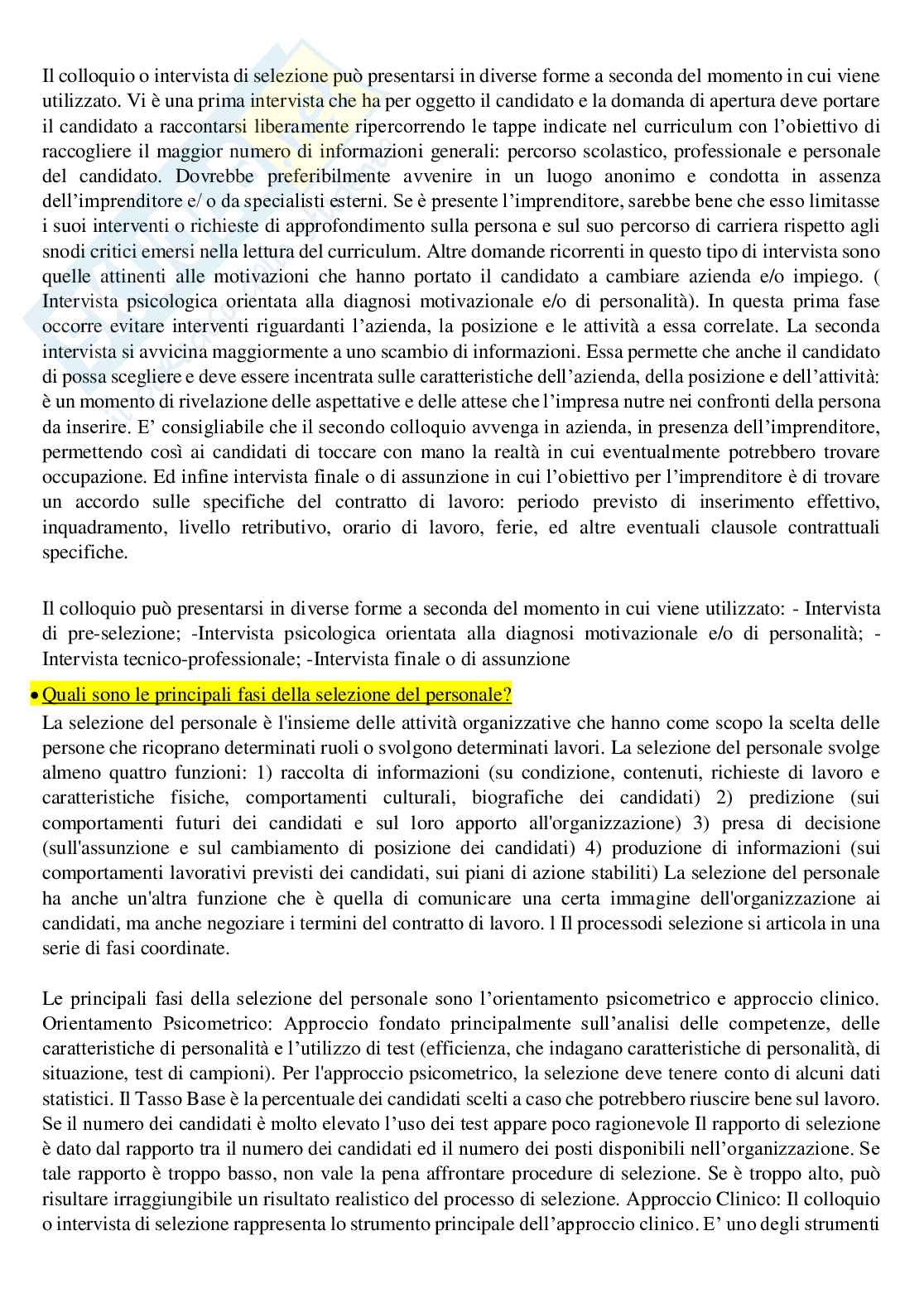 Teoria e tecniche delle risorse umane - Domande aperte Paniere Pag. 2
