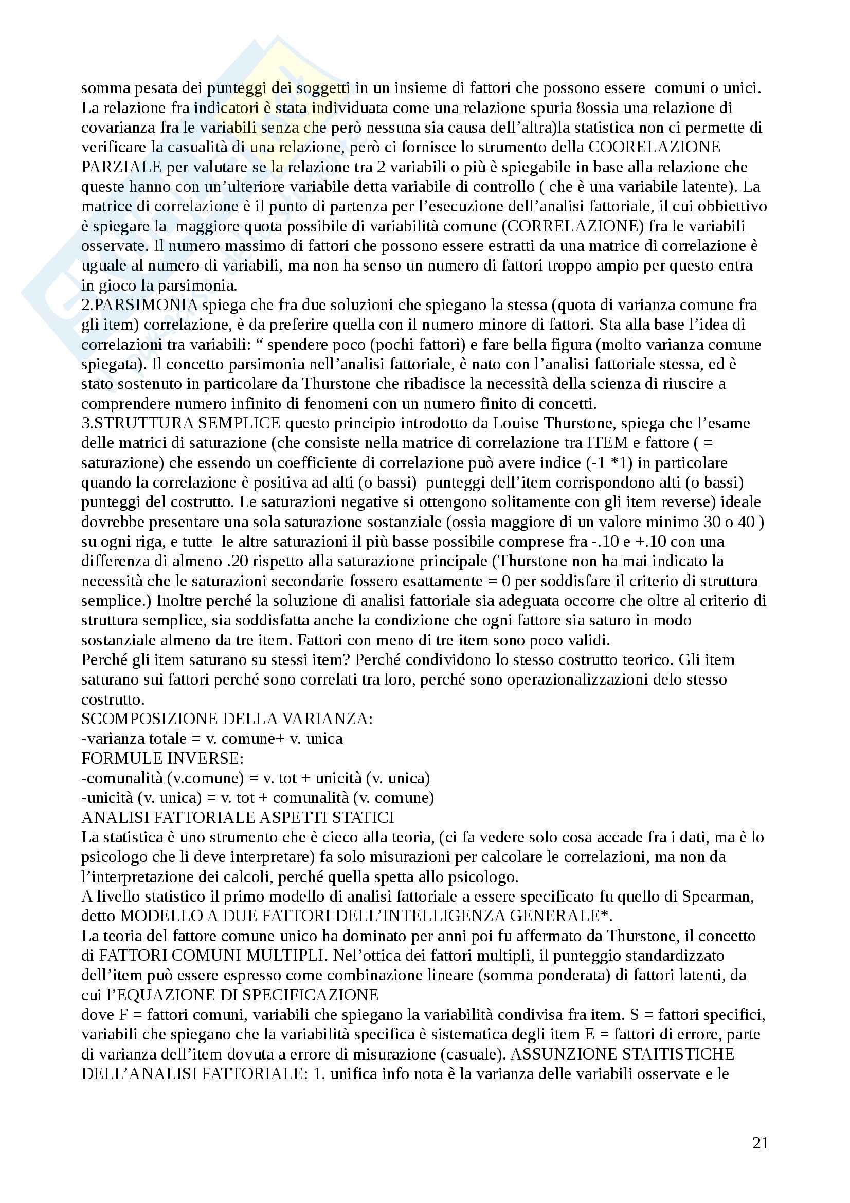 Riassunto esame Psicometria, prof. Costa, libro consigliato Fondamenti di Psicometria, Chiorri Pag. 21