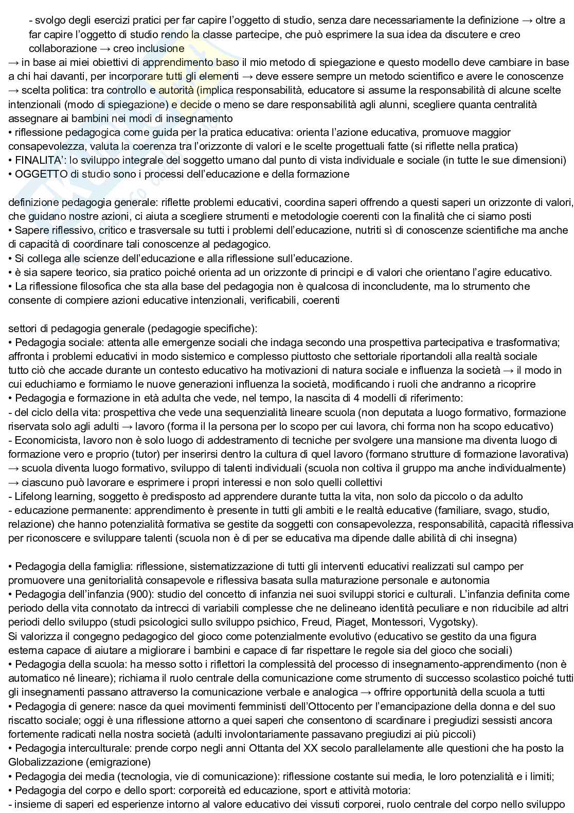 Appunti discorsivi e schematici di Pedagogia generale Pag. 2