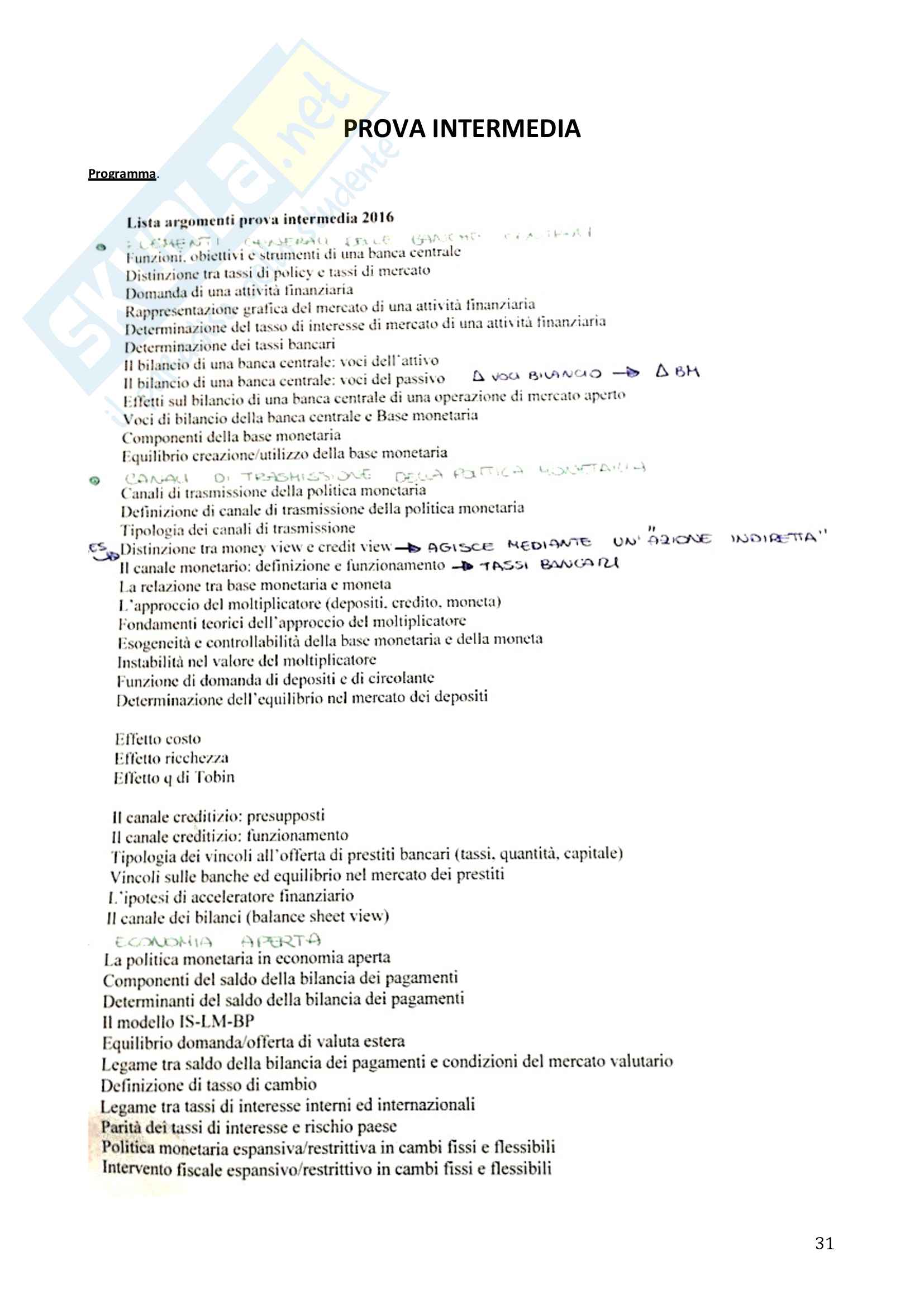 Appunti esame Economia Monetaria, docente Gianni Bonaiuti, testo consigliato "Economia e politica della moneta" di Pietro Alessandrini Pag. 31