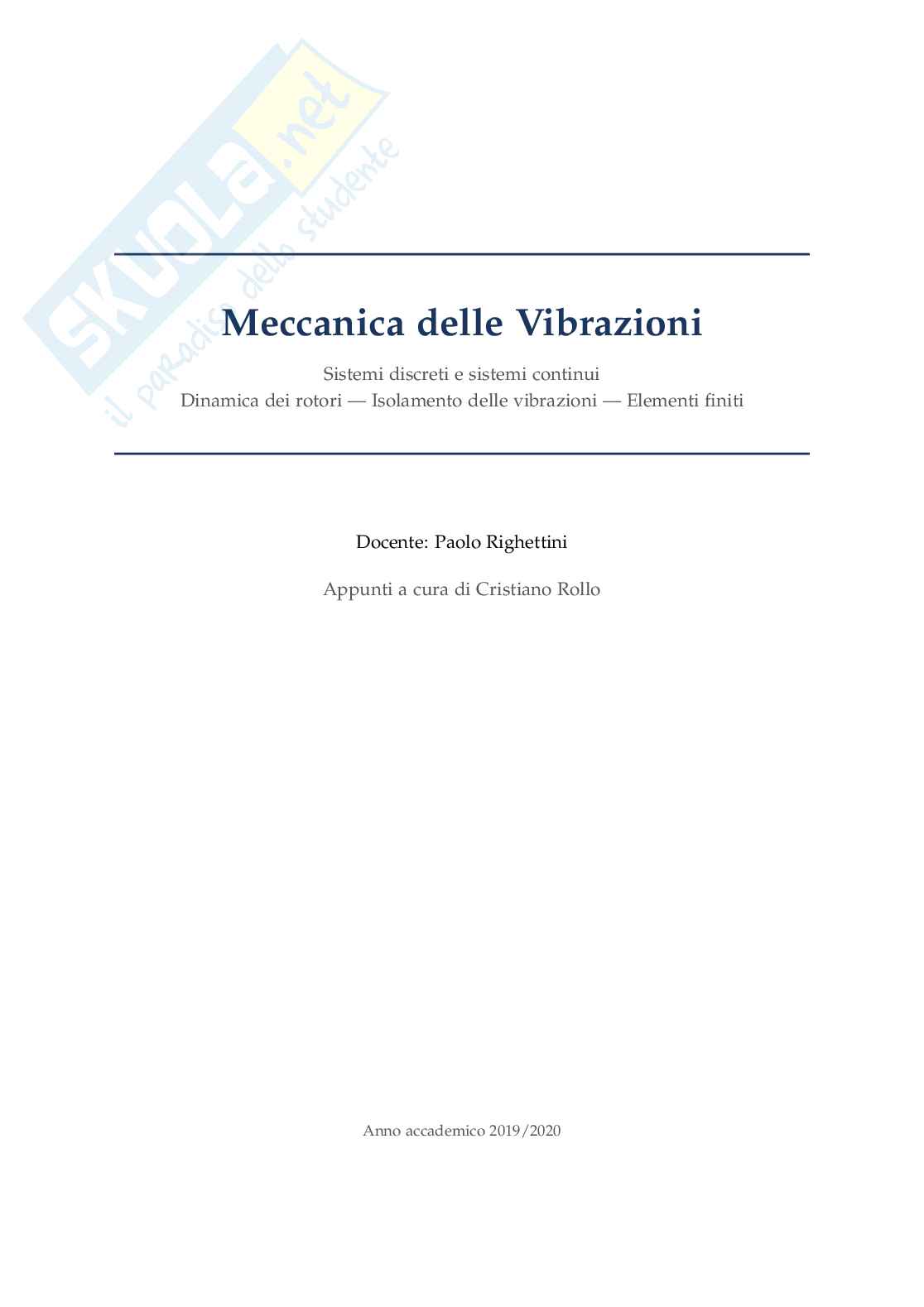 Appunti Mechanical vibration Pag. 1