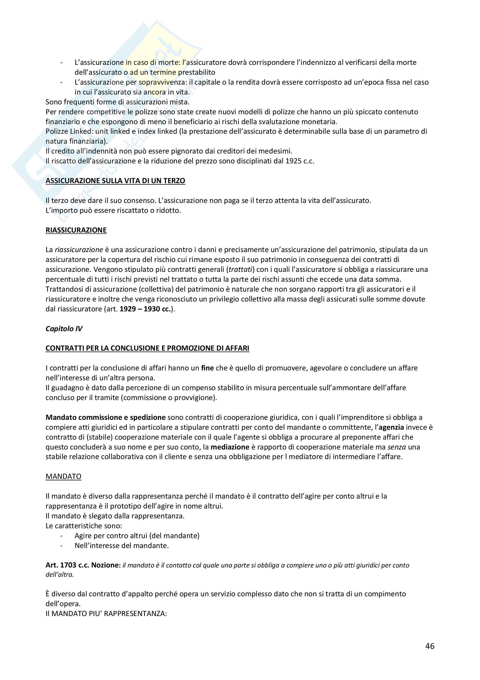 Appunti di Diritto dei contratti d'impresa, Libro Consigliato "Estratto del Manuale di Diritto Commerciale" - Buonocore Pag. 46