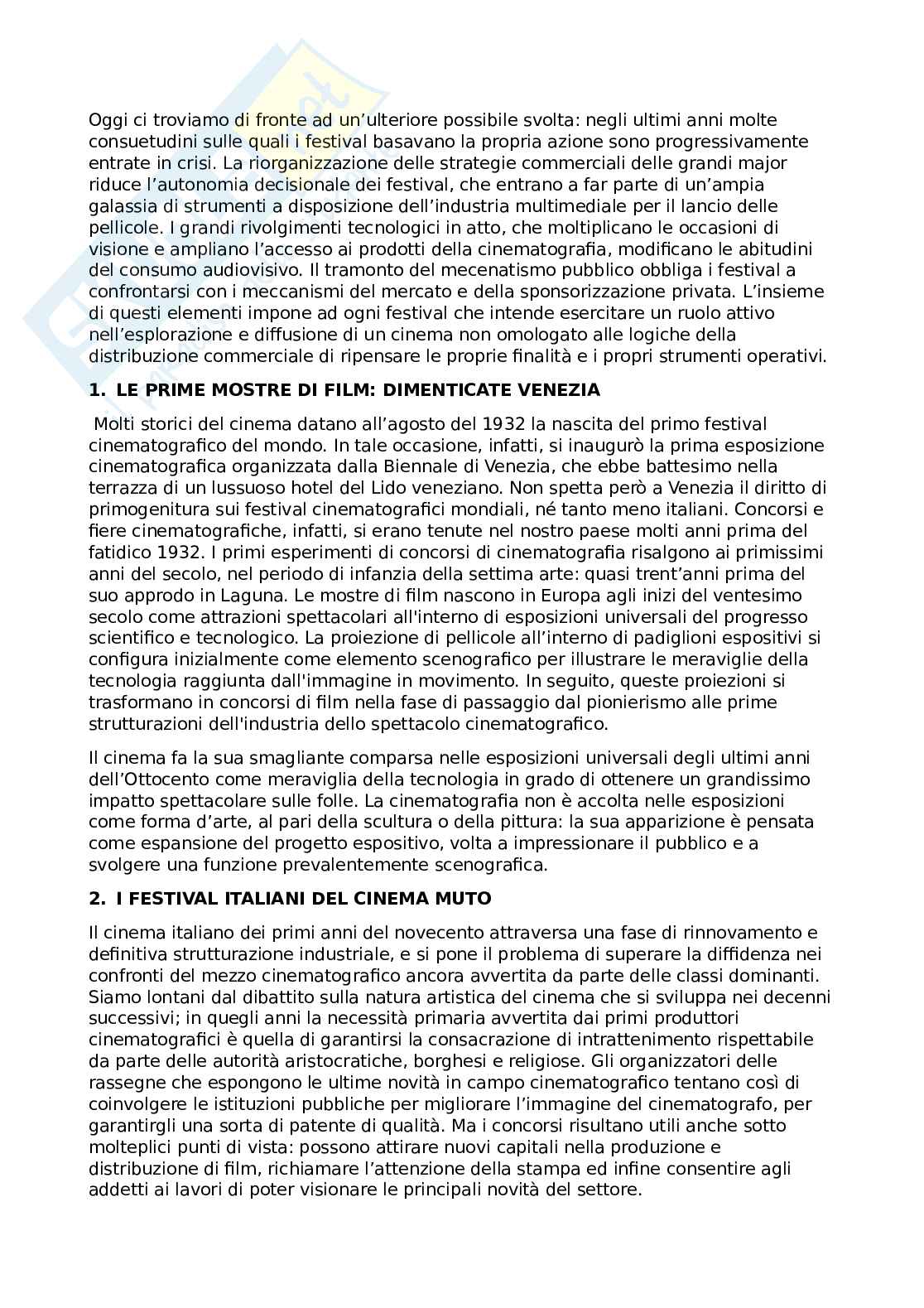Riassunto esame Gestione ed organizzazione di festival cinematografici, Prof. Minuz Andrea, libro consigliato Lo schermo diffuso, Ongaro Pag. 2