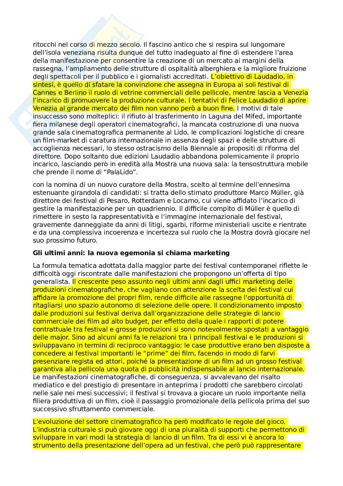 Riassunto esame Gestione ed organizzazione di festival cinematografici, Prof. Minuz Andrea, libro consigliato Lo schermo diffuso, Ongaro Pag. 36