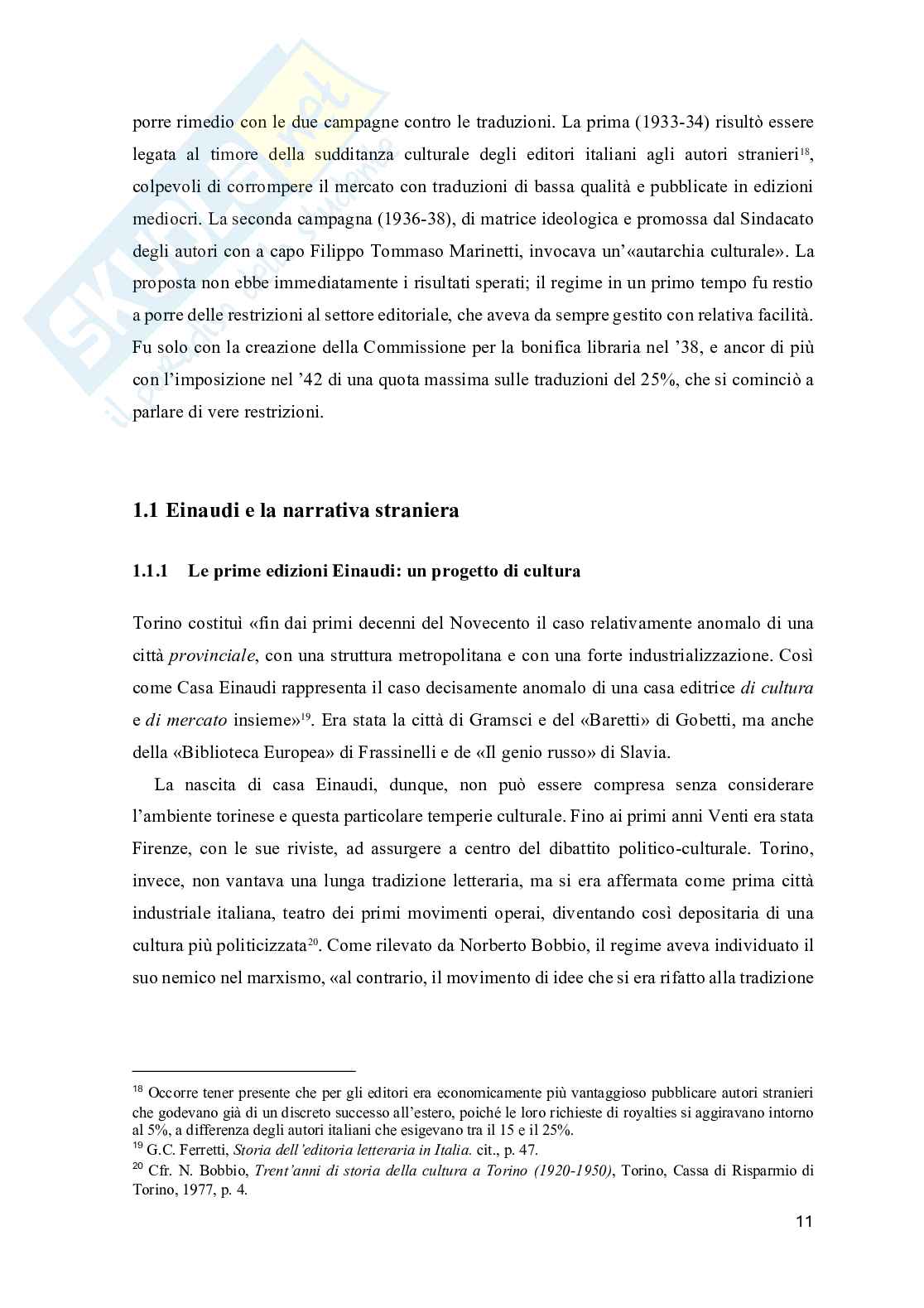Scrivere per gli altri:  i peritesti di Natalia Ginzburg per la letteratura straniera in Einaudi Pag. 11