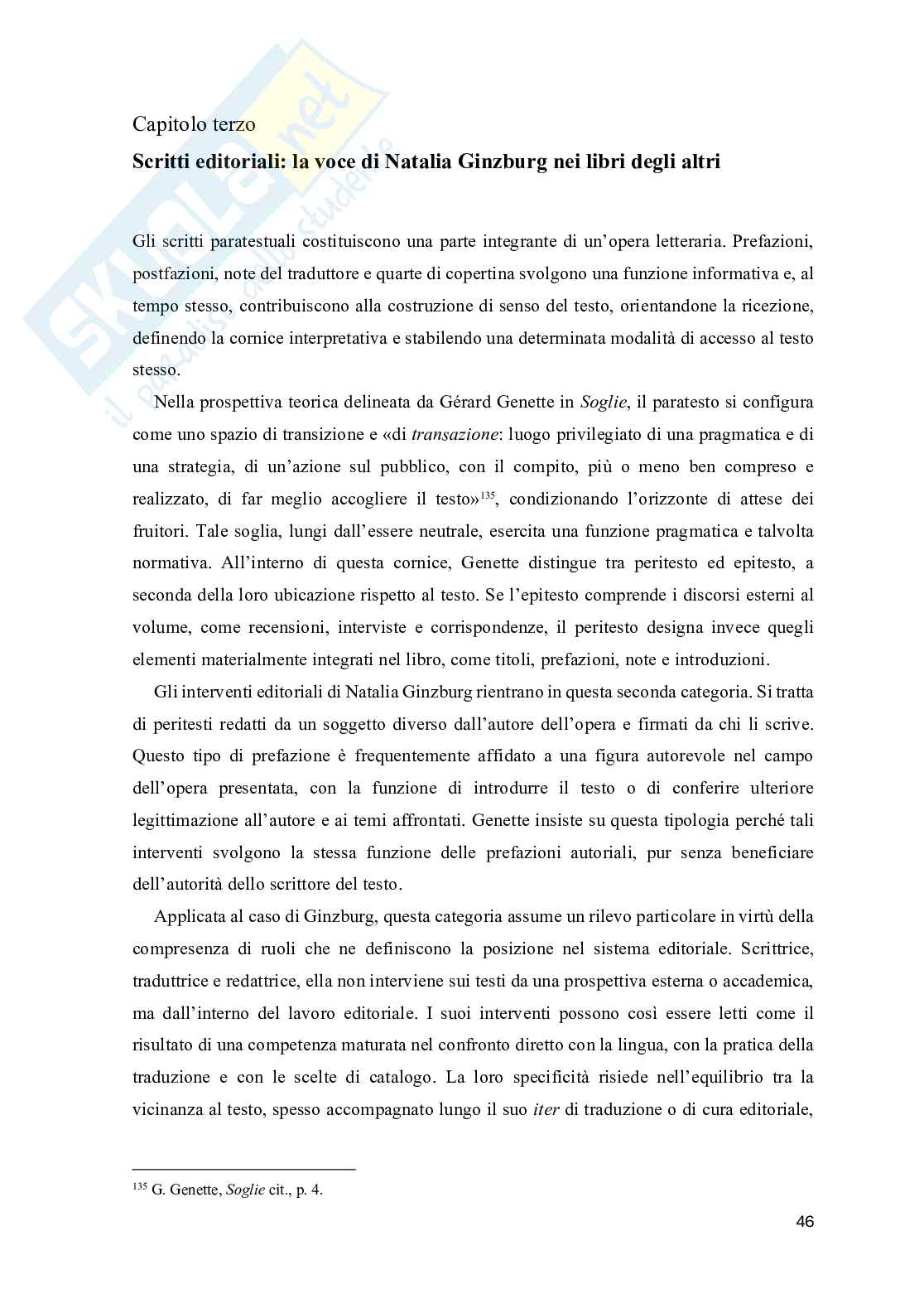 Scrivere per gli altri:  i peritesti di Natalia Ginzburg per la letteratura straniera in Einaudi Pag. 46