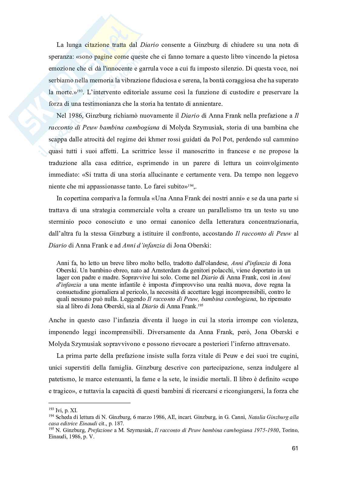 Scrivere per gli altri:  i peritesti di Natalia Ginzburg per la letteratura straniera in Einaudi Pag. 61
