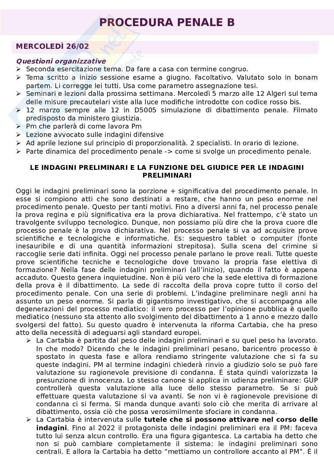 Riassunto esame Procedura penale, Prof. Conti Carlotta, libro consigliato Manuale di procedura penale, Conti, Tonini Pag. 1