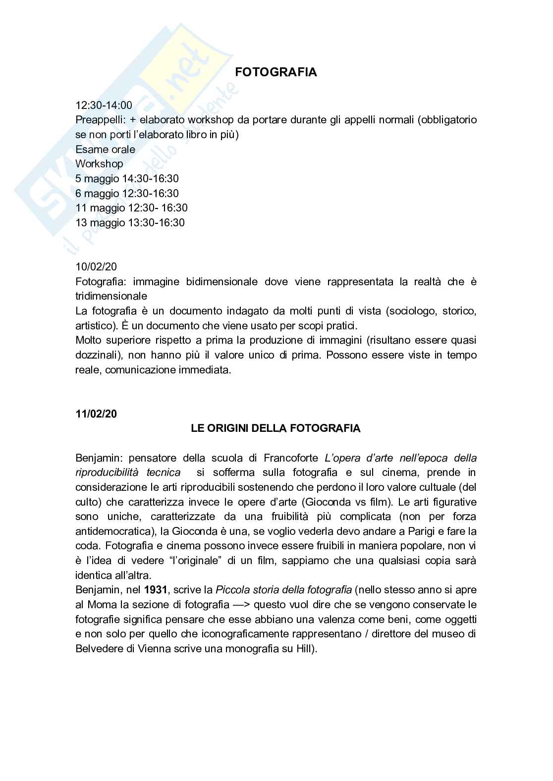 Appunti lezioni teorie e tecniche della fotografia Pag. 1