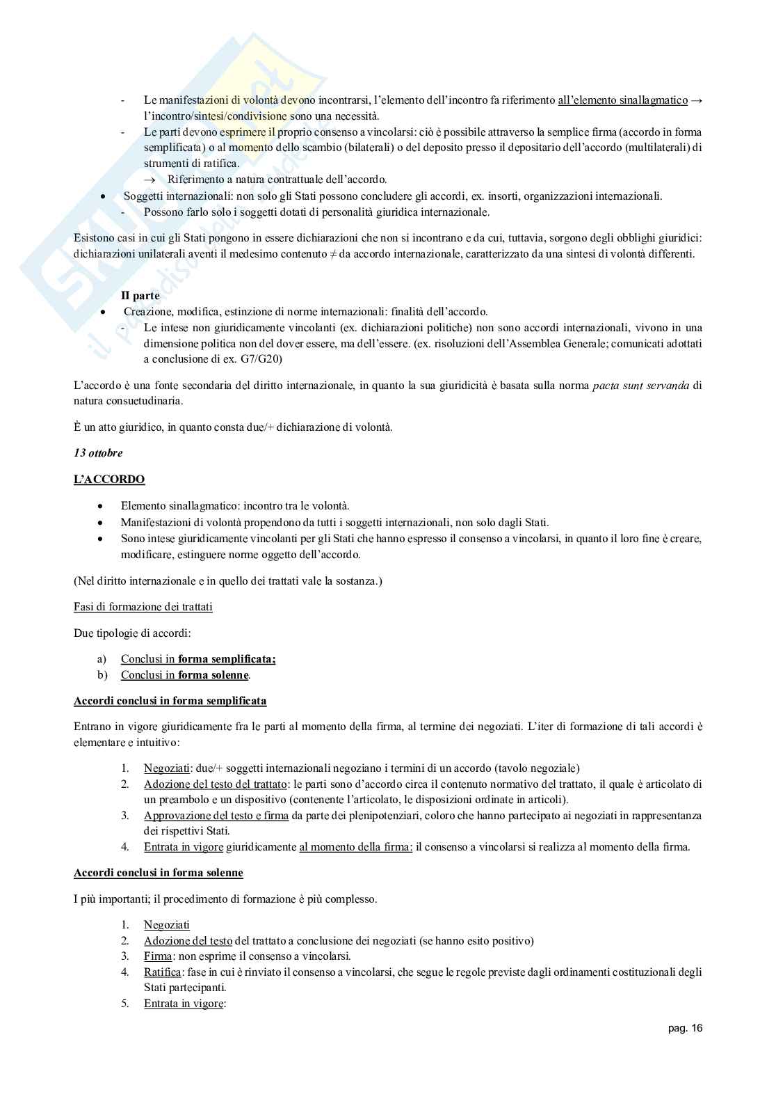 Appunti delle lezioni di Diritto internazionale   Pag. 16