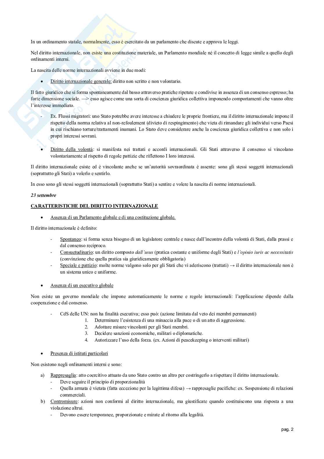 Appunti delle lezioni di Diritto internazionale   Pag. 2