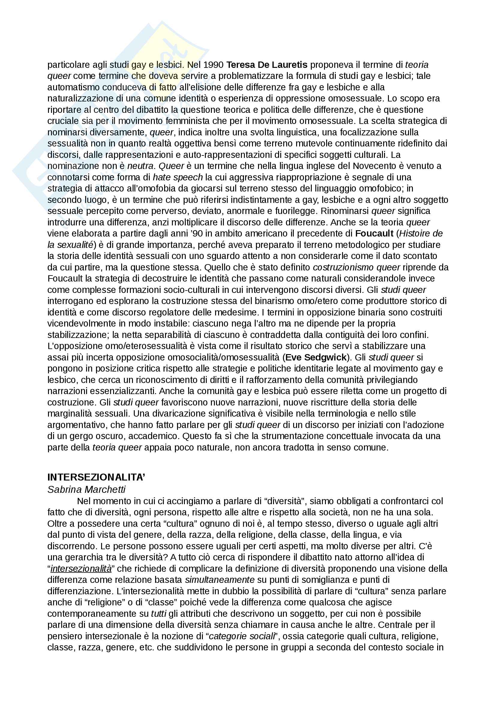 Riassunto esame Studi di genere, Prof. Romeo, libro consigliato dispensa del corso Genere, razza e sessualità nello spazio pubblico, AA.VV. Pag. 11