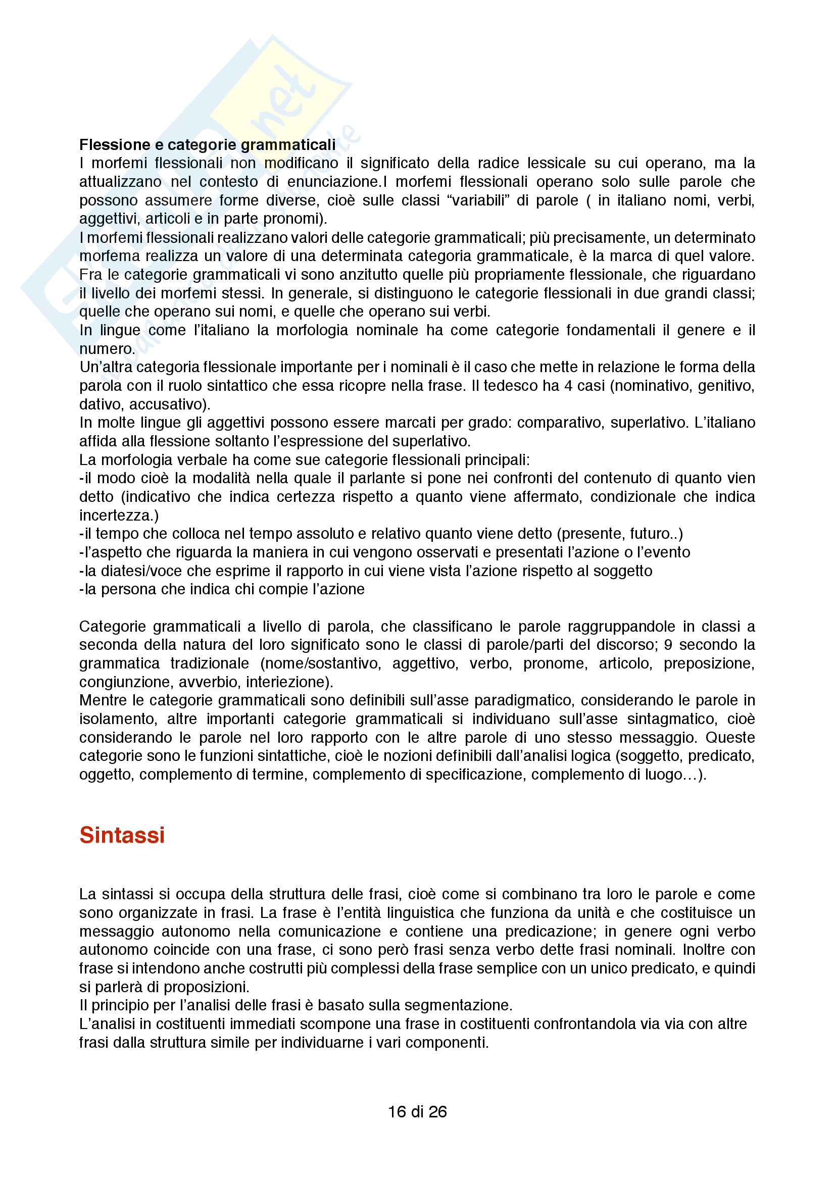 Riassunto esame Linguistica, prof. Fontana, libro consigliato La linguistica, un corso introduttivo, Berruto Pag. 16