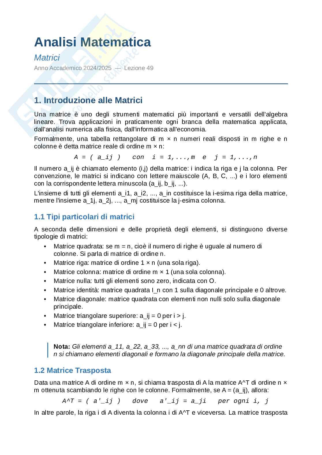 Lezione 49 - Le matrici Pag. 1
