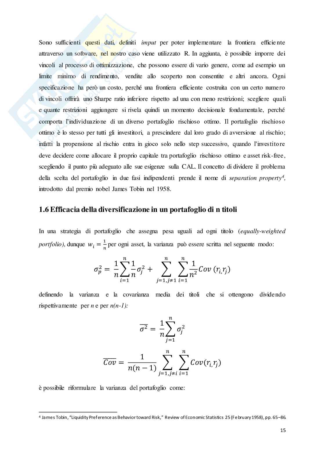 Ottimizzazione di portafoglio, Capital Asset Pricing Model e Arbitrage Pricing Theory: un’analisi empirica sull’indice S&P 500 Pag. 16