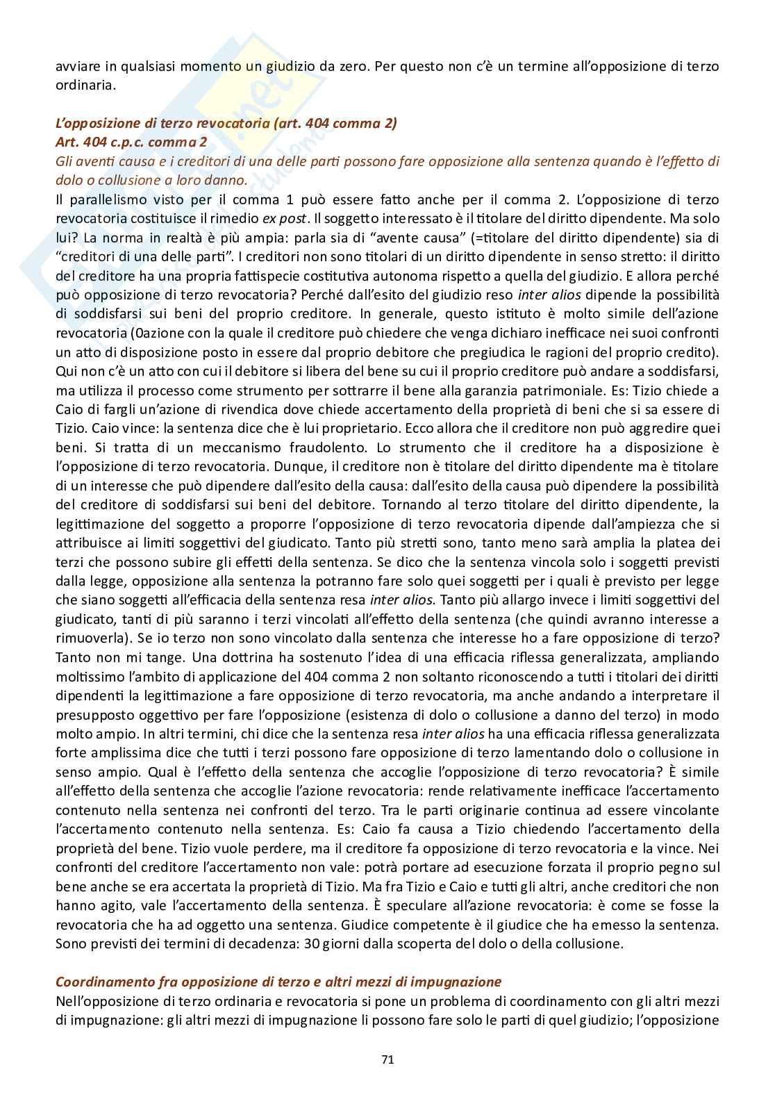 Appunti di Diritto processuale civile (modulo B) Pag. 71