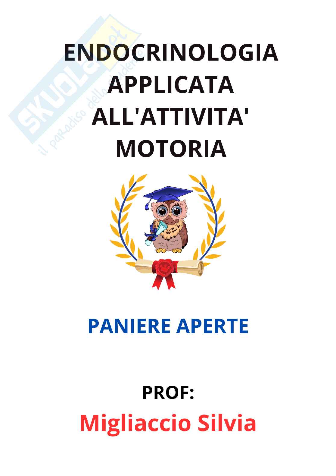 Paniere Endocrinologia applicata all'attività motoria (2026) - Risposte aperte corrette  Pag. 1