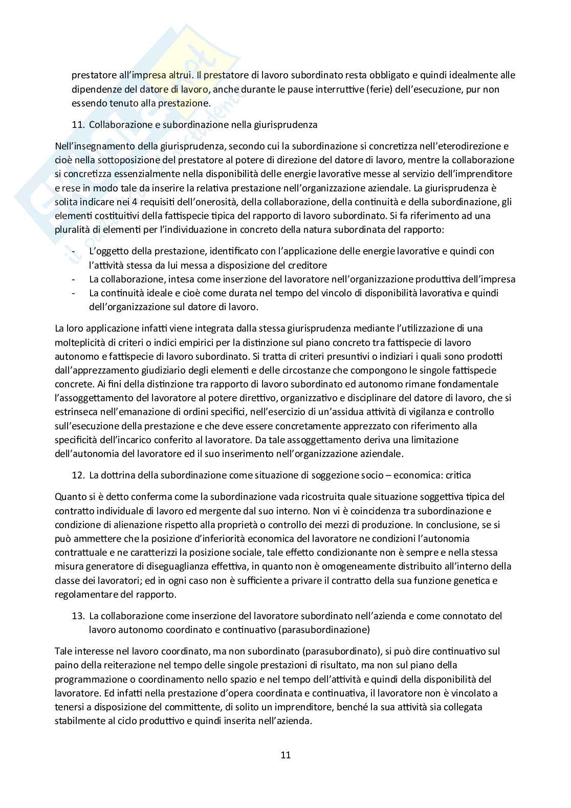 Riassunto esame Diritto del lavoro, Prof. Pascucci Paolo, libro consigliato Diritto del lavoro, Ghera, Garilli, Garofalo Pag. 11