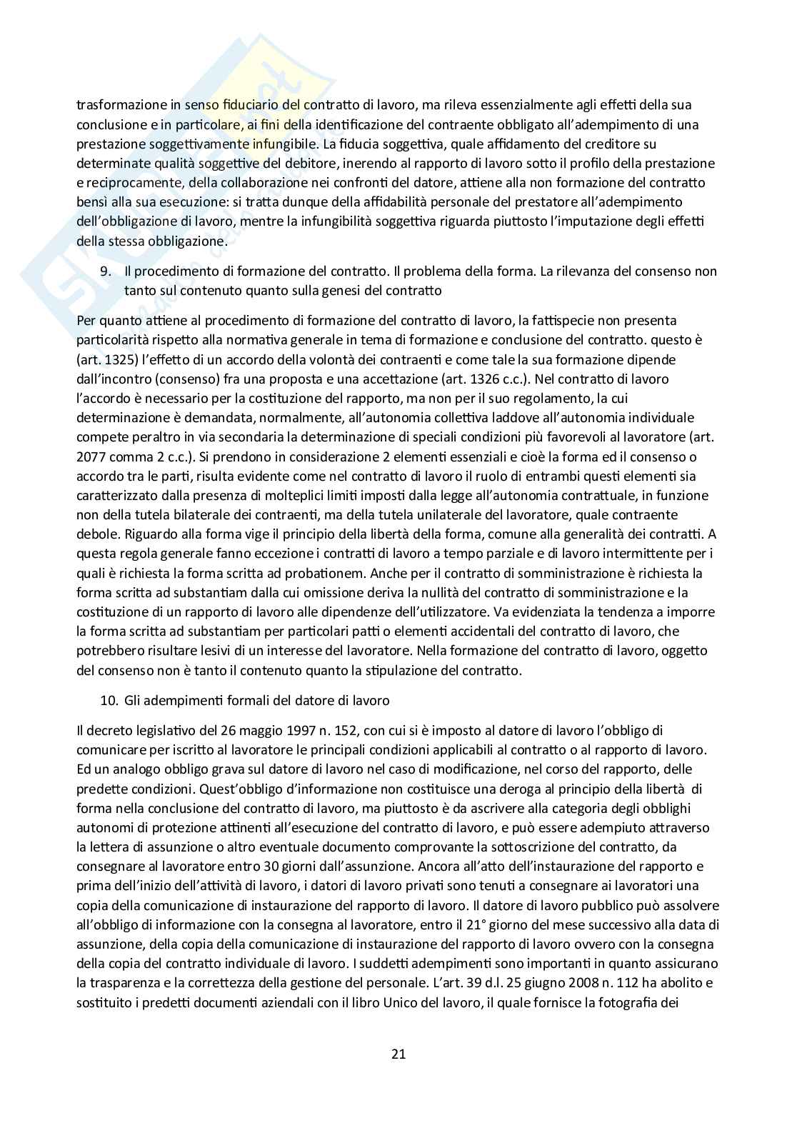 Riassunto esame Diritto del lavoro, Prof. Pascucci Paolo, libro consigliato Diritto del lavoro, Ghera, Garilli, Garofalo Pag. 21