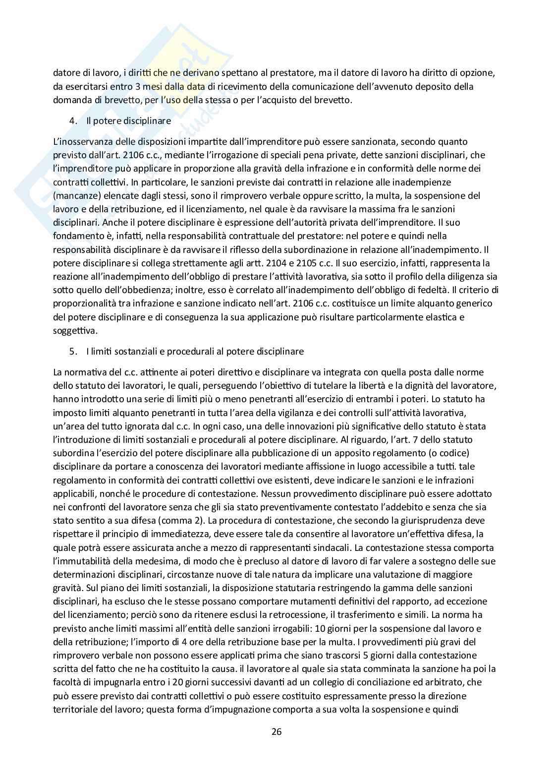 Riassunto esame Diritto del lavoro, Prof. Pascucci Paolo, libro consigliato Diritto del lavoro, Ghera, Garilli, Garofalo Pag. 26