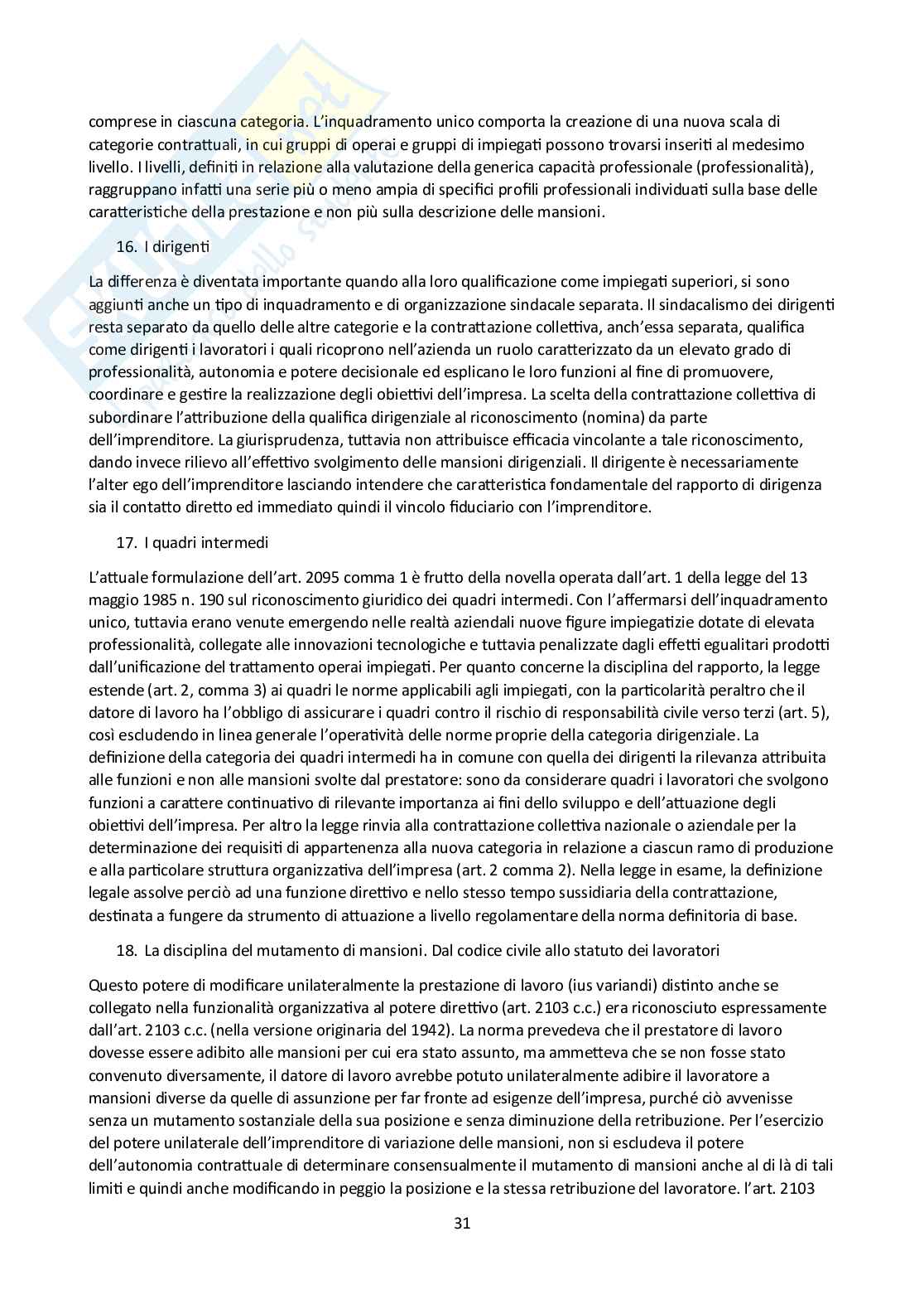 Riassunto esame Diritto del lavoro, Prof. Pascucci Paolo, libro consigliato Diritto del lavoro, Ghera, Garilli, Garofalo Pag. 31