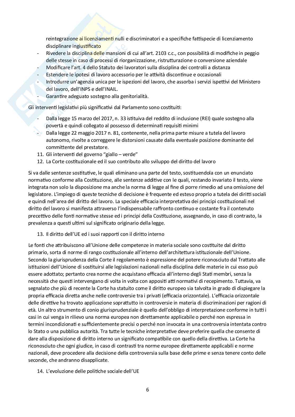 Riassunto esame Diritto del lavoro, Prof. Pascucci Paolo, libro consigliato Diritto del lavoro, Ghera, Garilli, Garofalo Pag. 6
