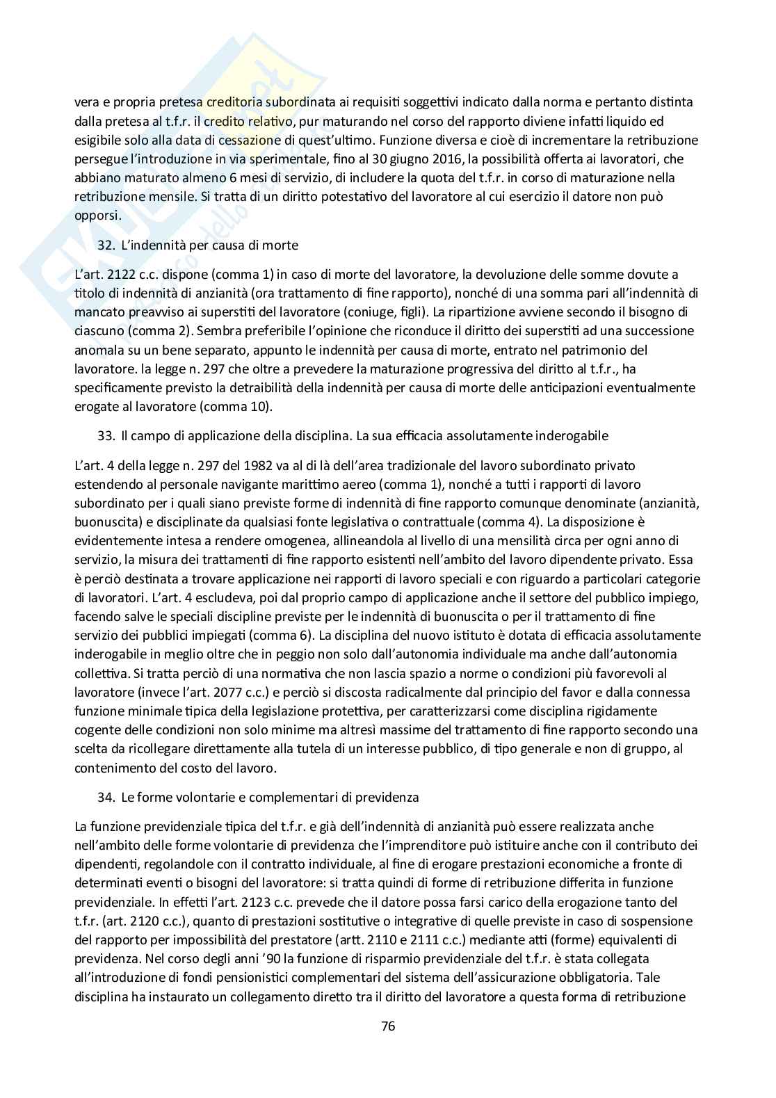 Riassunto esame Diritto del lavoro, Prof. Pascucci Paolo, libro consigliato Diritto del lavoro, Ghera, Garilli, Garofalo Pag. 76