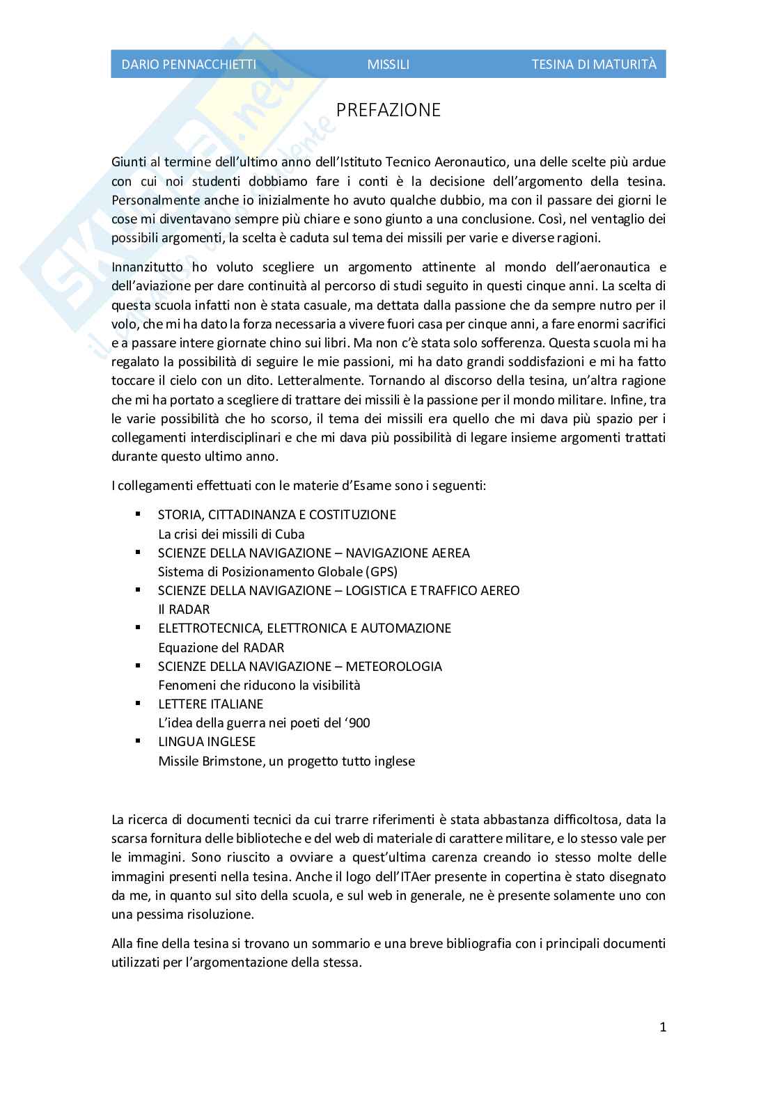 Missili, tesina Pag. 2