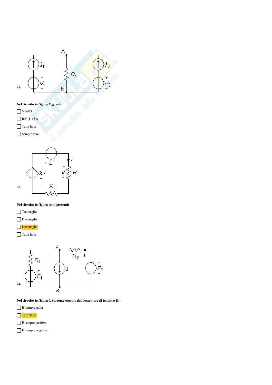 Paniere elettrotecnica - risposte multiple Pag. 16
