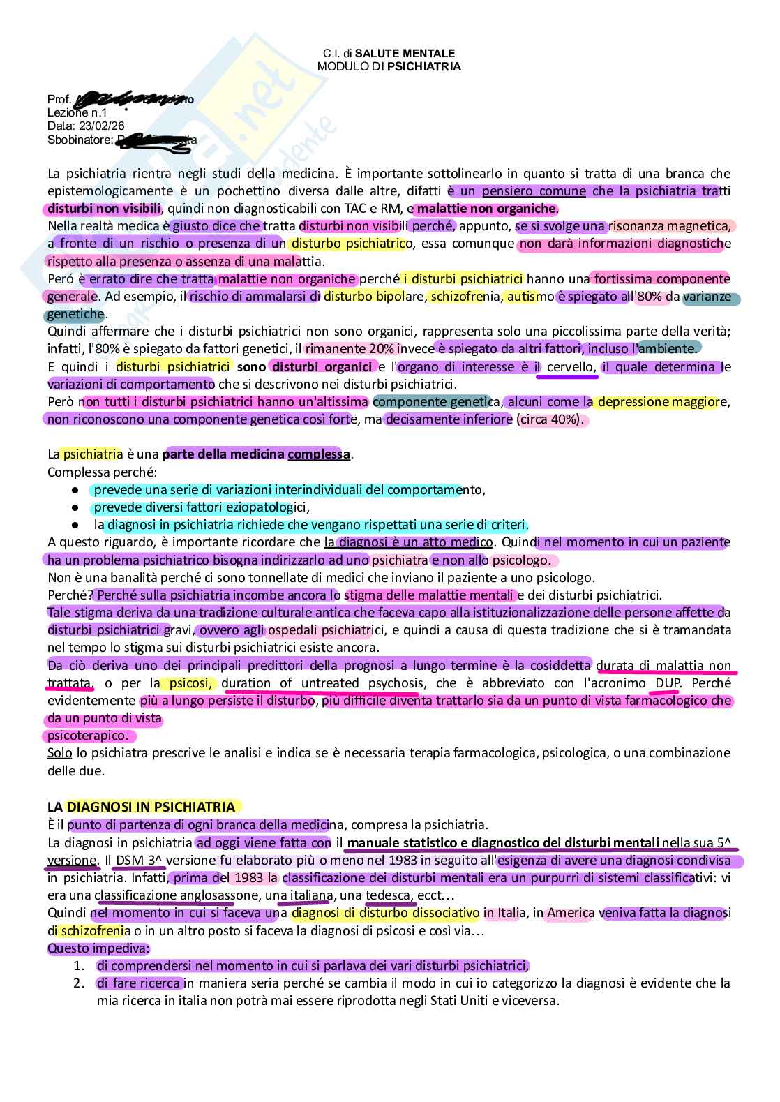 Psichiatria  Pag. 1