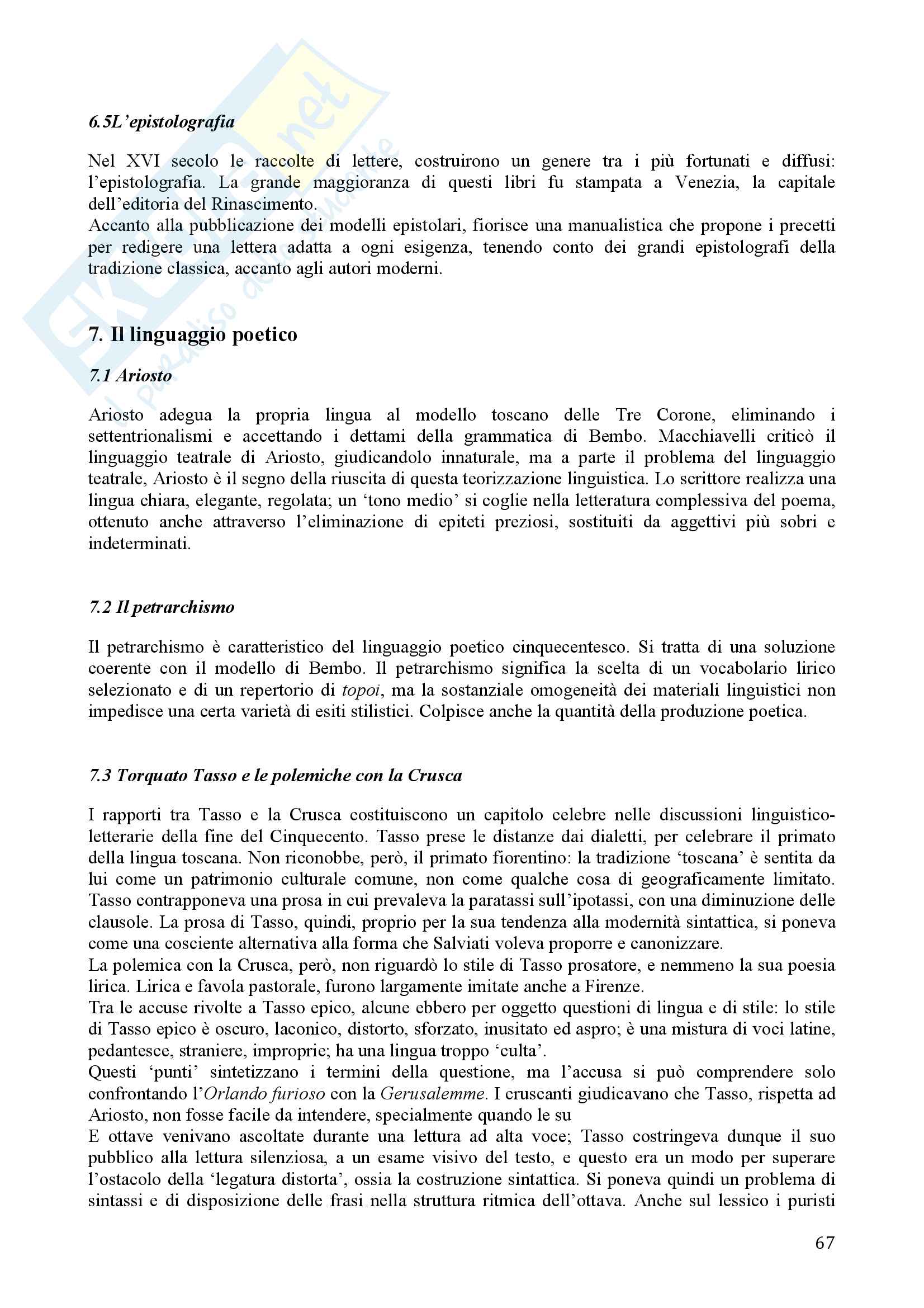 Riassunto esame Storia della lingua italiana, prof. Balducci - prof.ssa Mancini, libro consigliato La lingua italiana, Marazzini Pag. 66