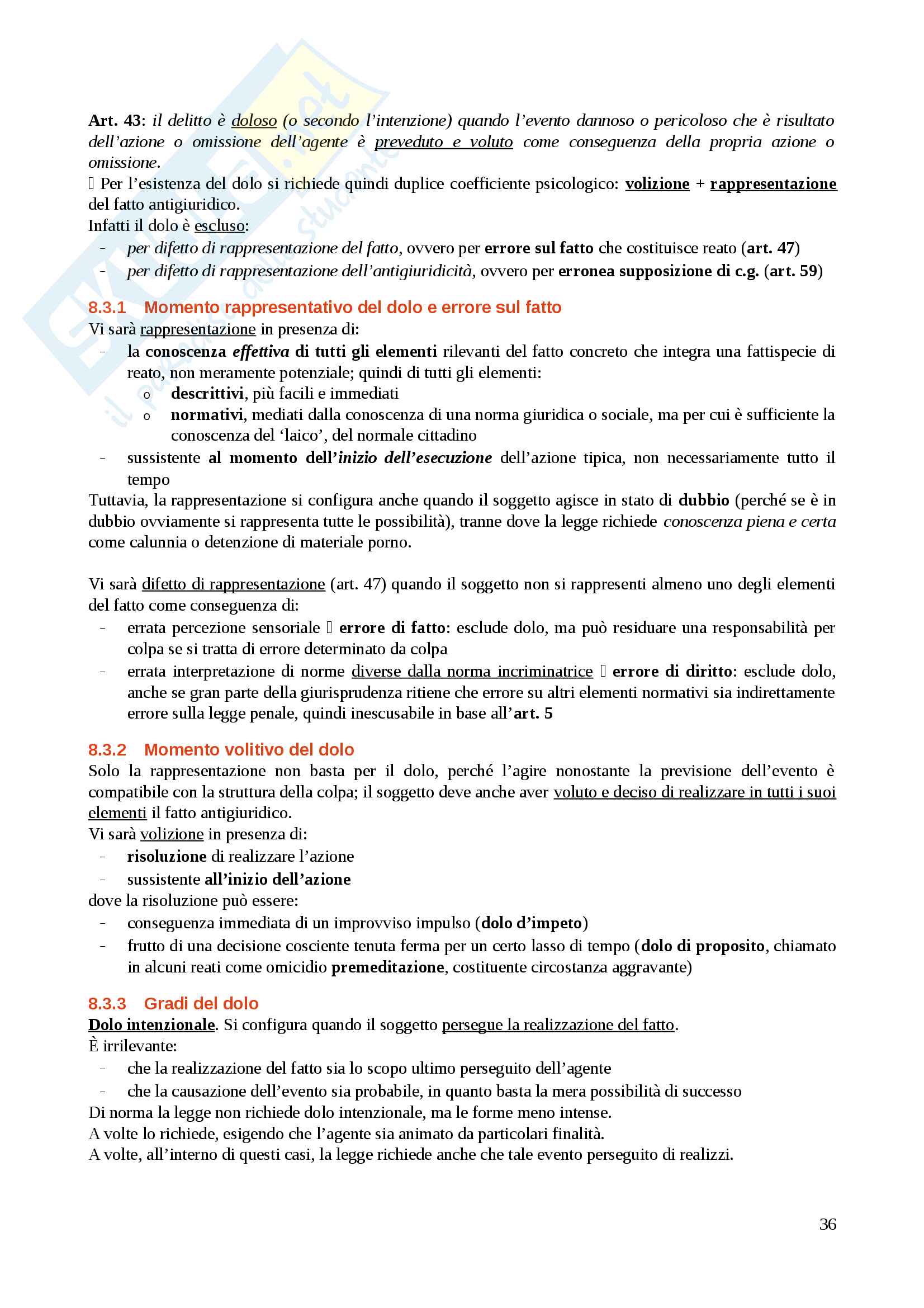 Riassunto esame Diritto Penale, prof. Rossi, libro consigliato Marinucci - Dolcini Pag. 36