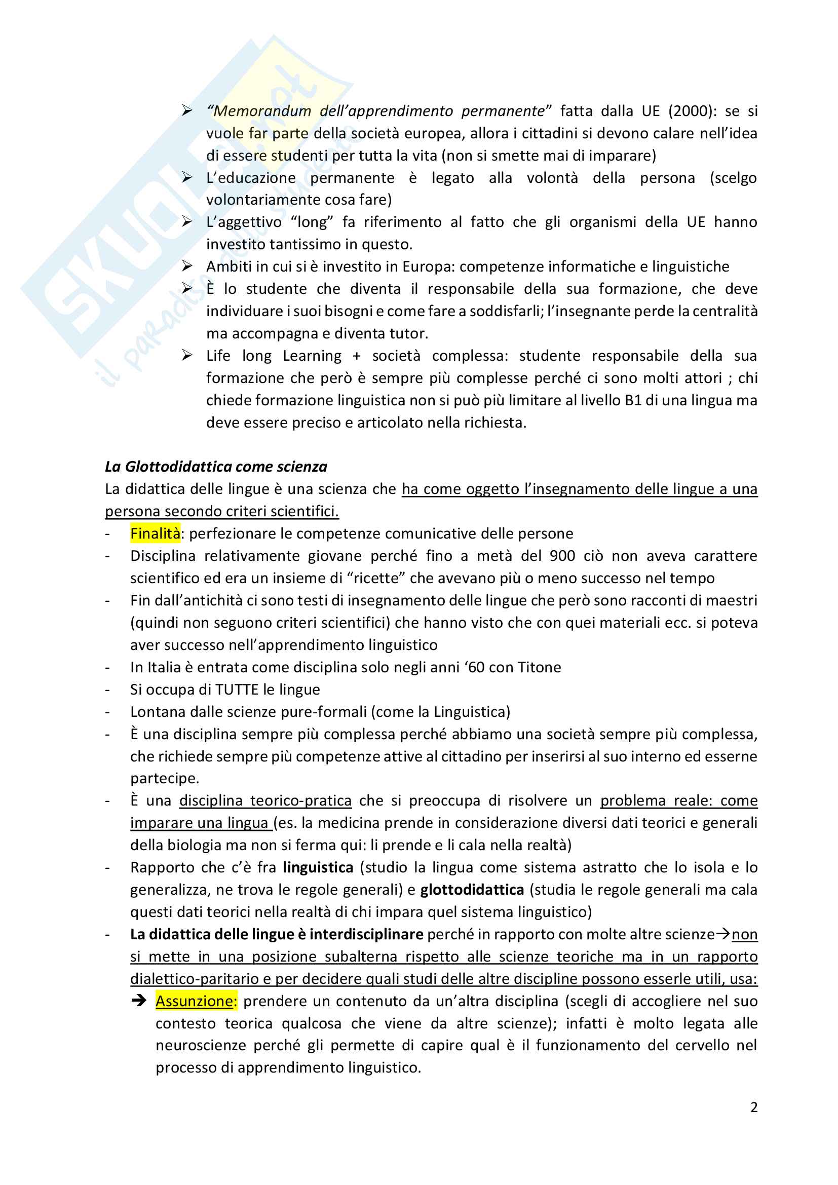Didattica delle lingue moderne Pag. 2