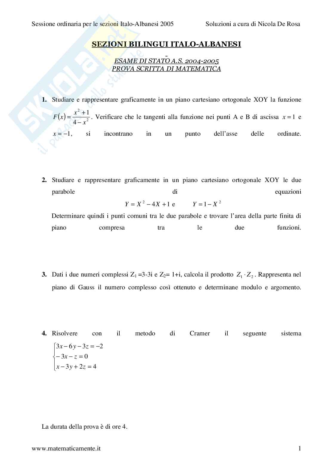 2005 - liceo scientifico - sezioni bilingui italo-albanesi Pag. 1