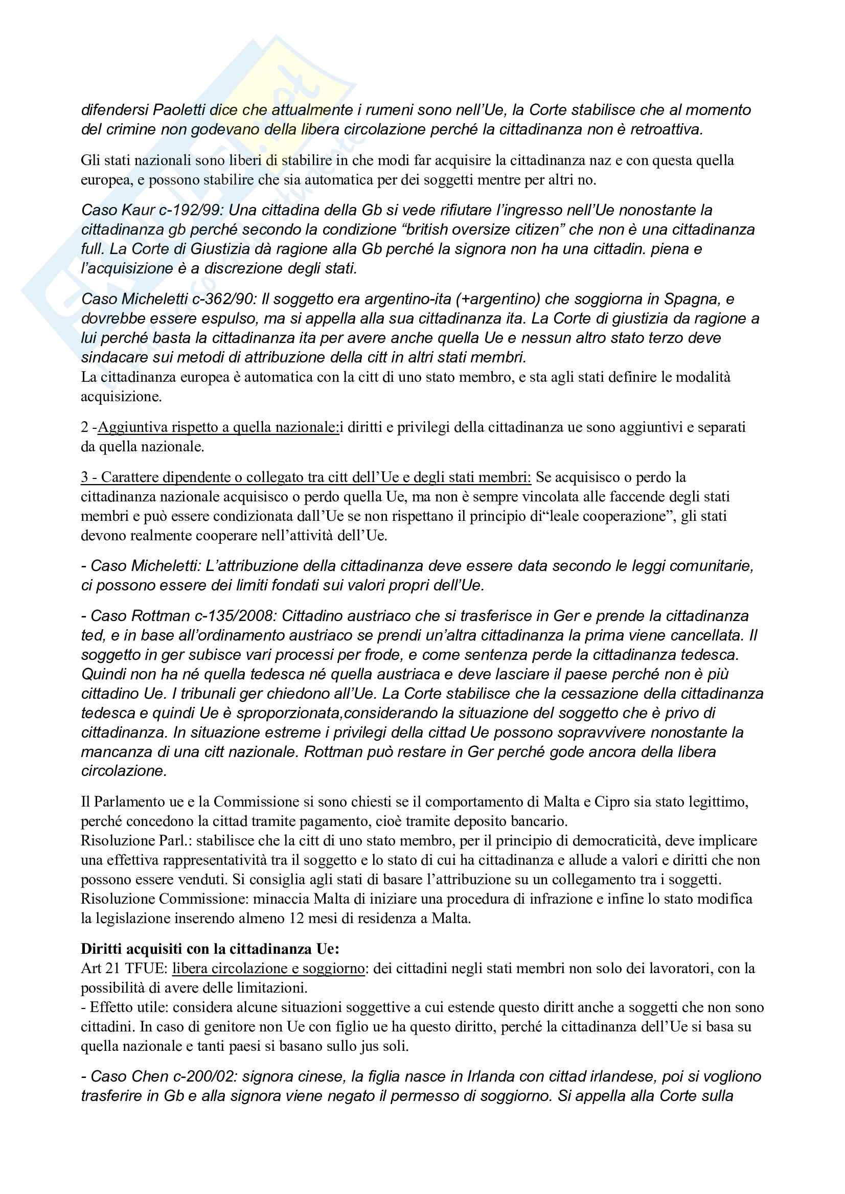 Diritto dell'unione europea - quadro istituzionale completo, definizioni, analisi di alcuni casi - Prof Venturi Pag. 11