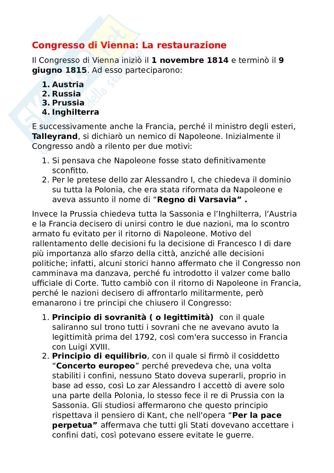 Storia contemporanea Pag. 1