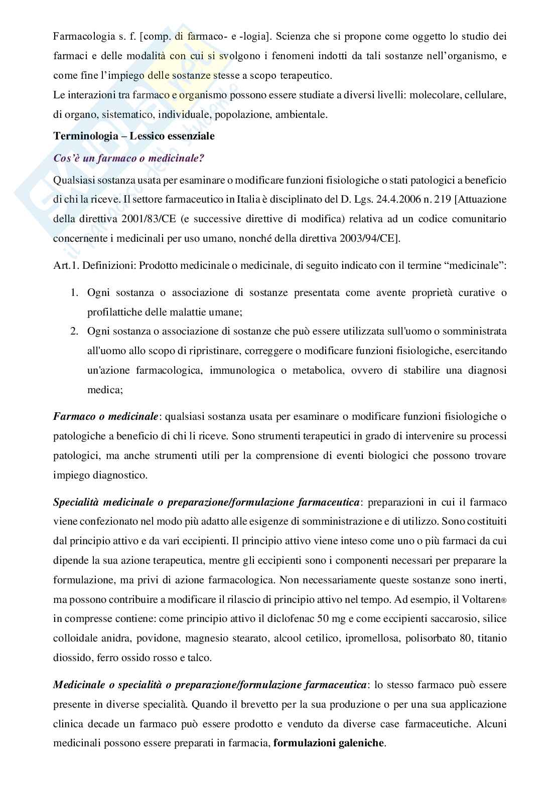 Farmacologia I Pag. 1