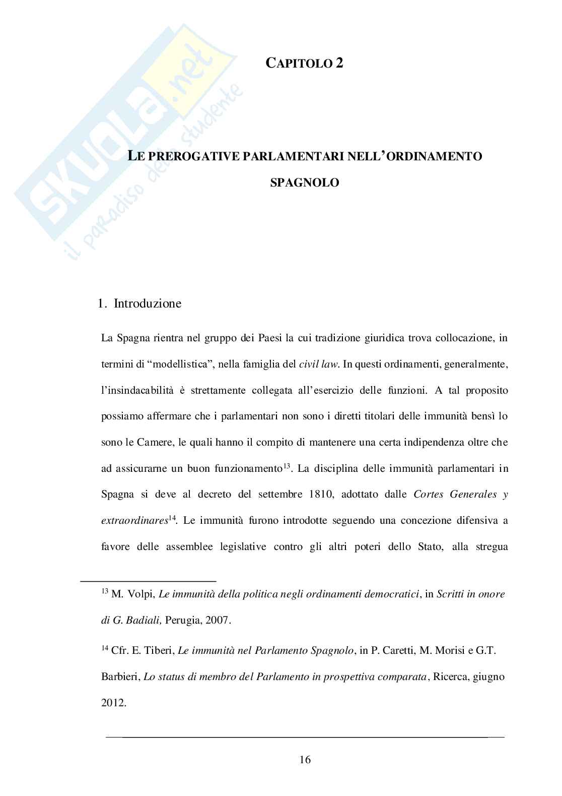 Immunità parlamentari in prospettiva comparata: i casi inglese, spagnolo e italiano  Pag. 16