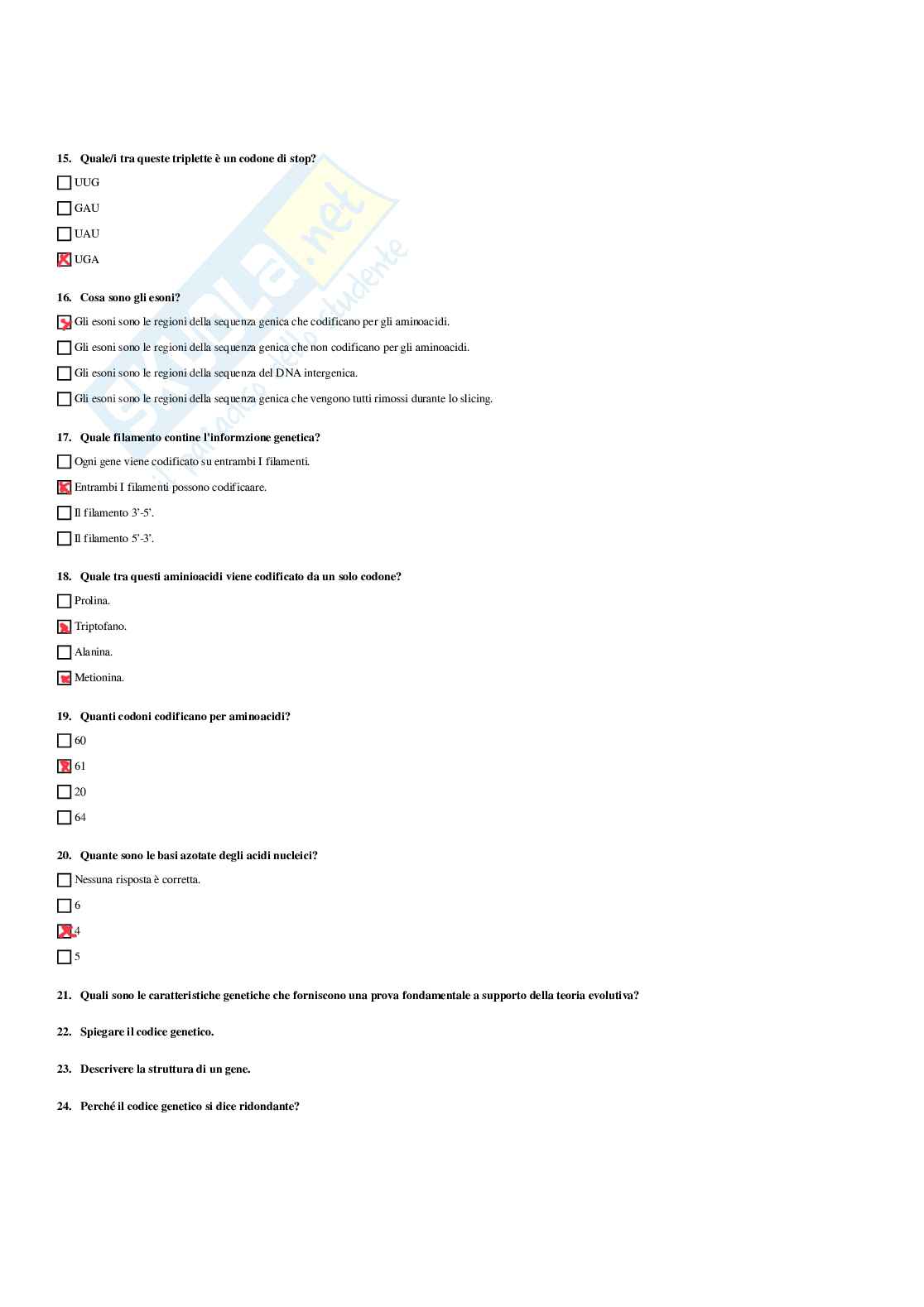 Paniere Biologia generale e applicata - Risposte Multiple - aggiornato (2026) Pag. 61