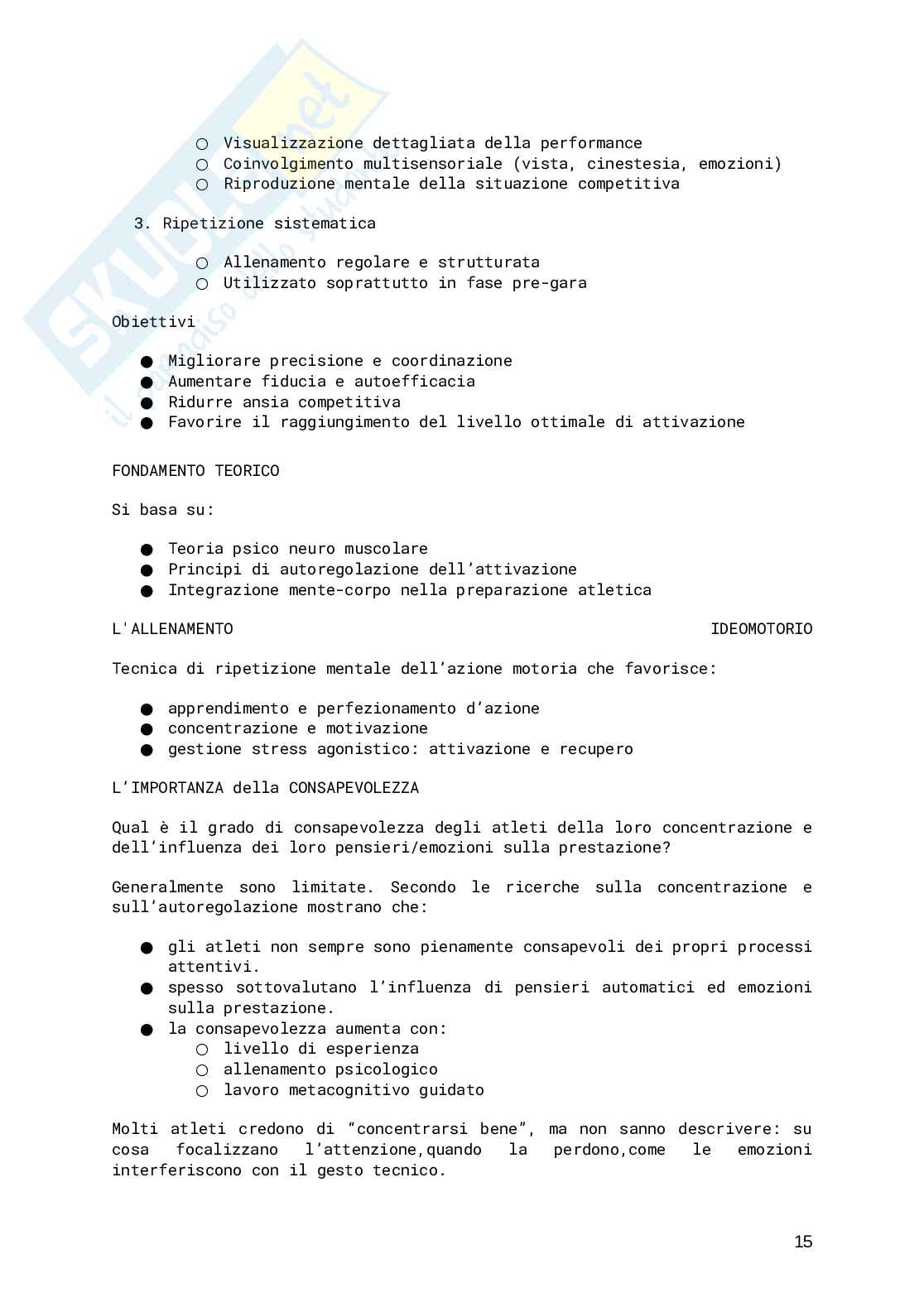 Psicologia Psicologia dello sport Pag. 16