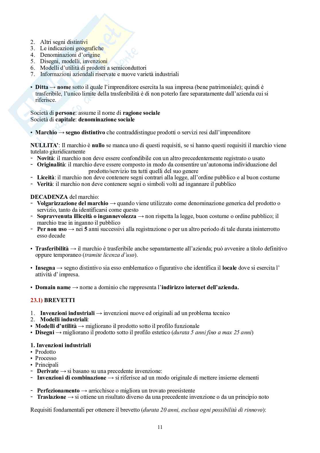 Diritto commerciale – Teoria per l'orale (imprenditore, società, operazioni) Pag. 11